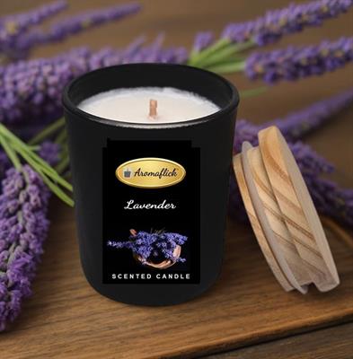 Lavender Scented Candle in Black Glass