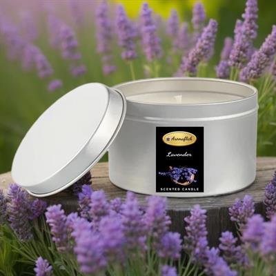 Lavender Scented Candle in Silver Tin