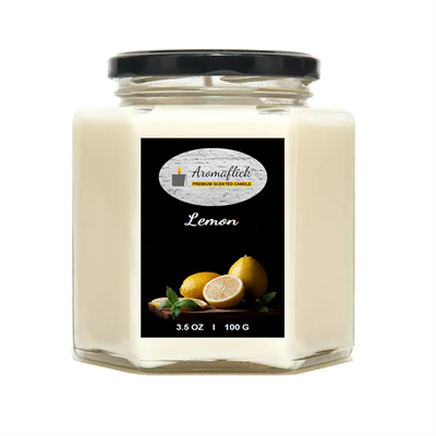 Lemon Scented Candle in Hexagonal Jar