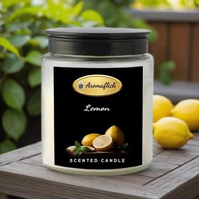 Lemon Scented Candle in Glass Jar