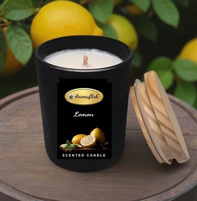 Lemon Scented Candle in Black Glass