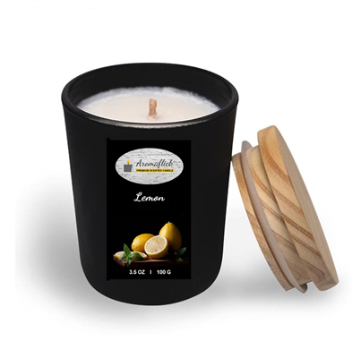 Lemon Scented Candle in Black Jar