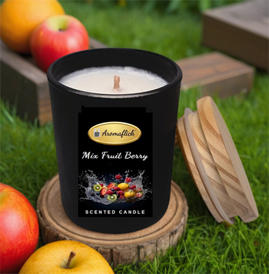 Mix Fruit Berry Scented Candle in Black Glass