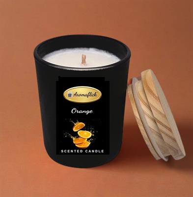 Orange Scented Candle in Black Glass