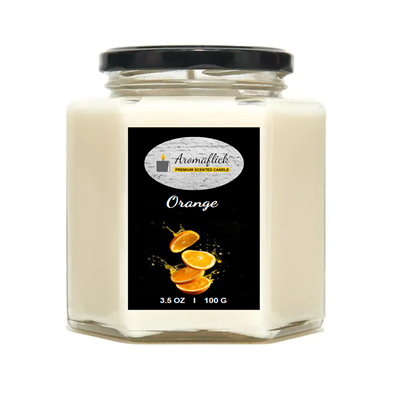 Orange Scented Candle in Hexagonal Jar