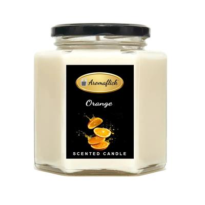 Orange Scented Candle in Hexagonal Jar