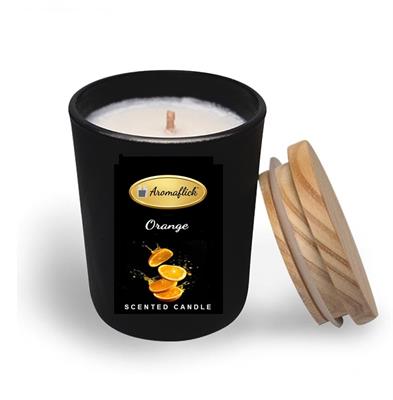 Orange Scented Candle in Black Glass