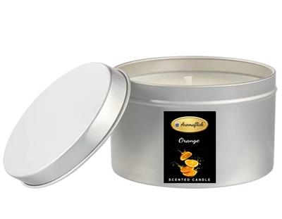 Orange Scented Candle in Silver Tin