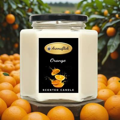 Orange Scented Candle in Hexagonal Jar