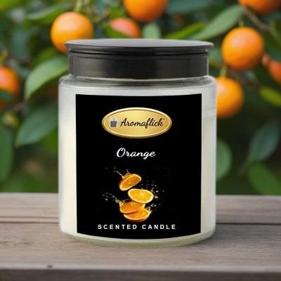 Orange Scented Candle in Glass Jar