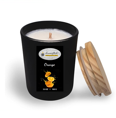 Orange Scented Candle in Black Jar