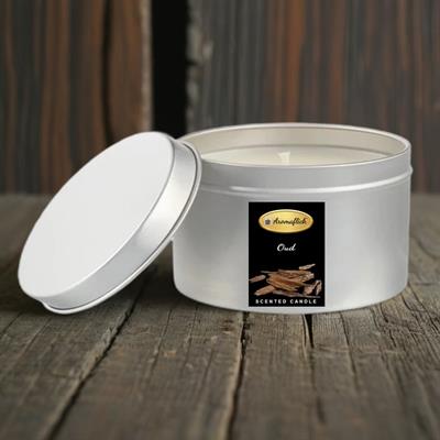 Oud Scented Candle in Silver Tin