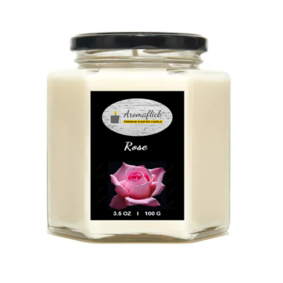 Rose Scented Candle in Hexagonal Jar