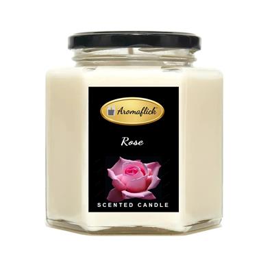 Rose Scented Candle in Hexagonal Jar