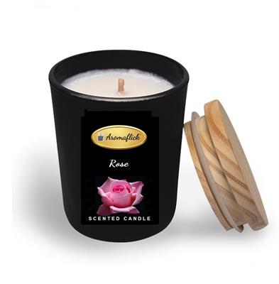 Rose Scented Candle in Black Glass