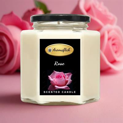 Rose Scented Candle in Hexagonal Jar