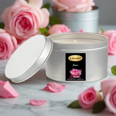 Rose Scented Candle in Silver Tin