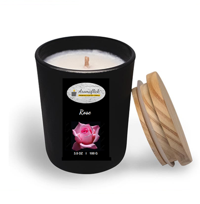 Rose Scented Candle in Black Jar