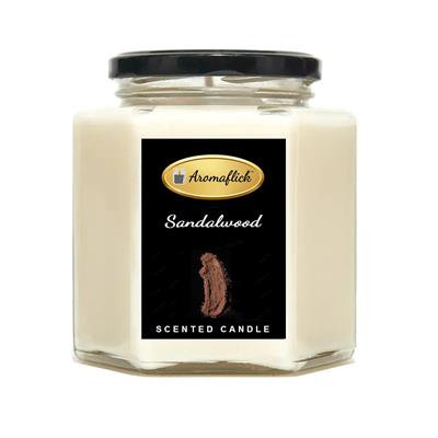 Sandalwood Scented Candle in Hexagonal Jar