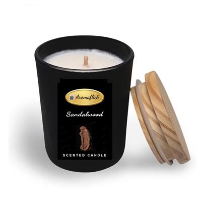 Sandalwood Scented Candle in Black Glass