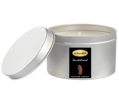 Sandalwood Scented Candle in Silver Tin