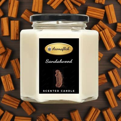 Sandalwood Scented Candle in Hexagonal Jar