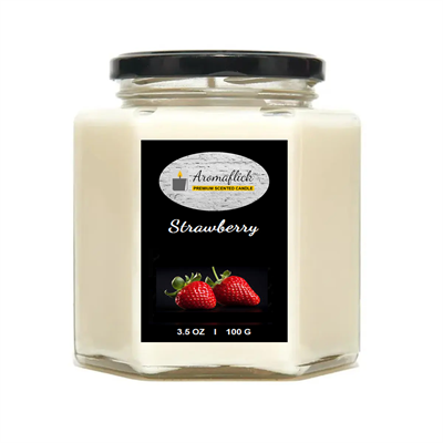 Strawberry Scented Candle in Hexagonal Jar