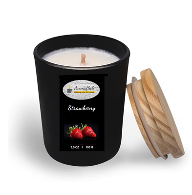 Strawberry Scented Candle in Black Jar