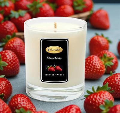 Strawberry Scented Candle in Glass Jar