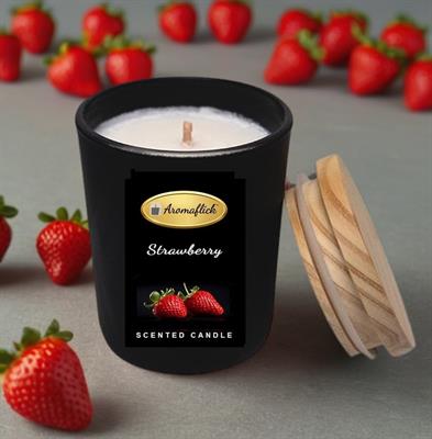 Strawberry Scented Candle in Black Glass