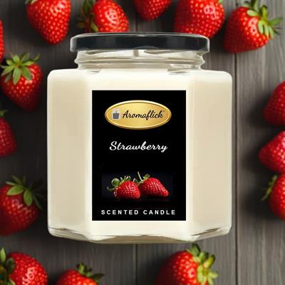 Strawberry Scented Candle in Hexagonal Jar