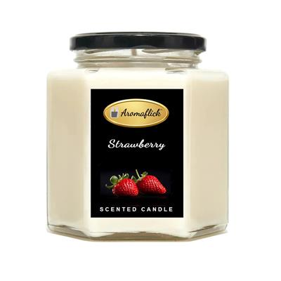 Strawberry Scented Candle in Hexagonal Jar