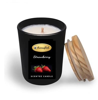 Strawberry Scented Candle in Black Glass