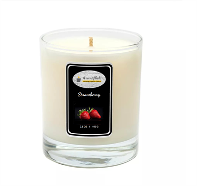 Strawberry Scented Candle in Glass Jar