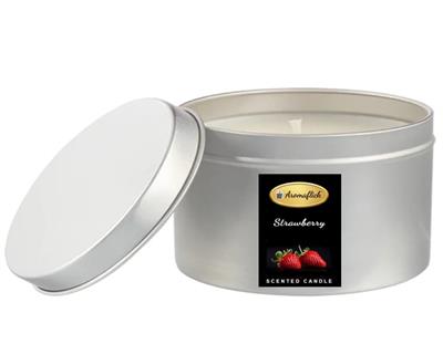 Strawberry Scented Candle in Silver Tin