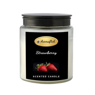 Strawberry Scented Candle in Glass Jar