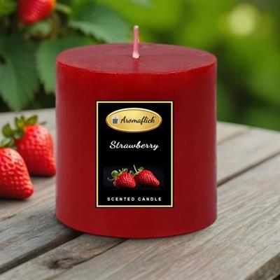 Strawberry Pillar Scented Candle 