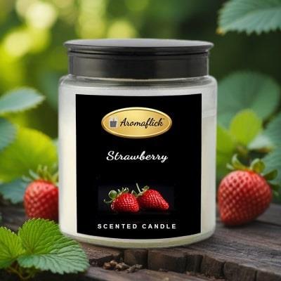 Strawberry Scented Candle in Glass Jar