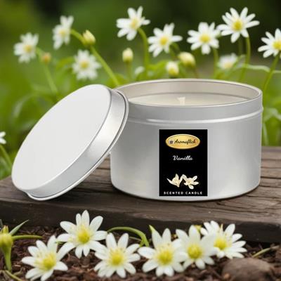 Vanilla Scented Candle in Silver Tin