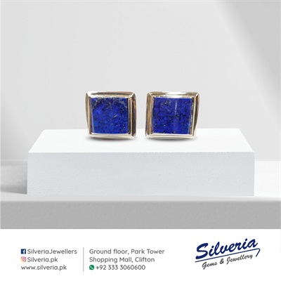 Natural Lapiz Lazuli Cufflinks in 925 Sterling Silver