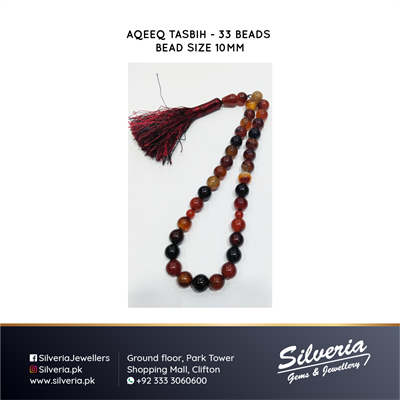 Aqeeq Tasbih - 33 beads (10mm size)