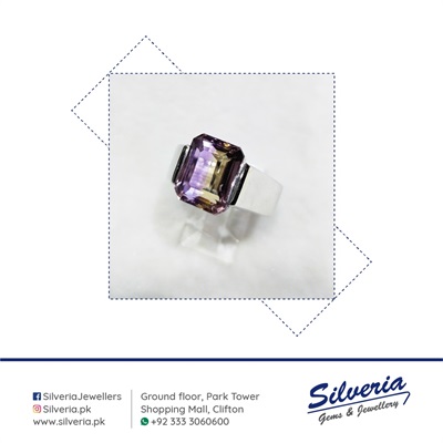 Natural Ametrine stone ring in 925 Sterling Silver