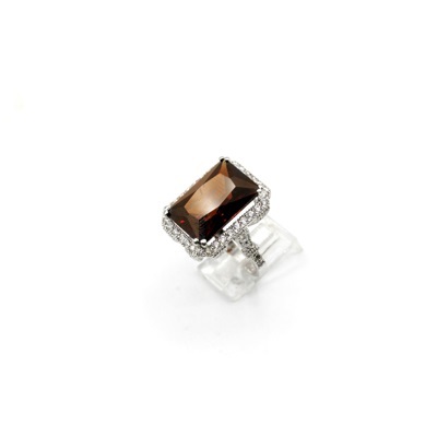 Big Sized Brown Zircon Ring In 925 Sterling Silver