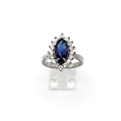 Marquise Shaped Blue Zircon Ring