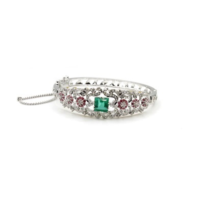 Beautiful Green And Pink Zircon Bracelet In 925 Sterling Silver