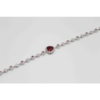 Beautiful heart bracelet with red and white zircon