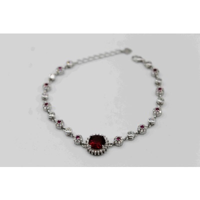 Beautiful bracelet with round shaped red and white zircon