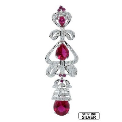 Sterling Silver Colored Ruby and Zircon Earring
