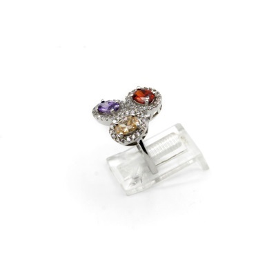 Red, Purple And Champagne Zircon Ring