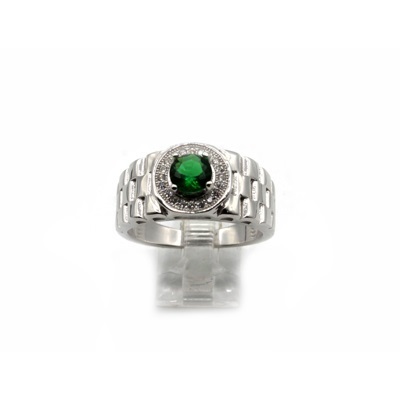 Green Zircon Silver Ring